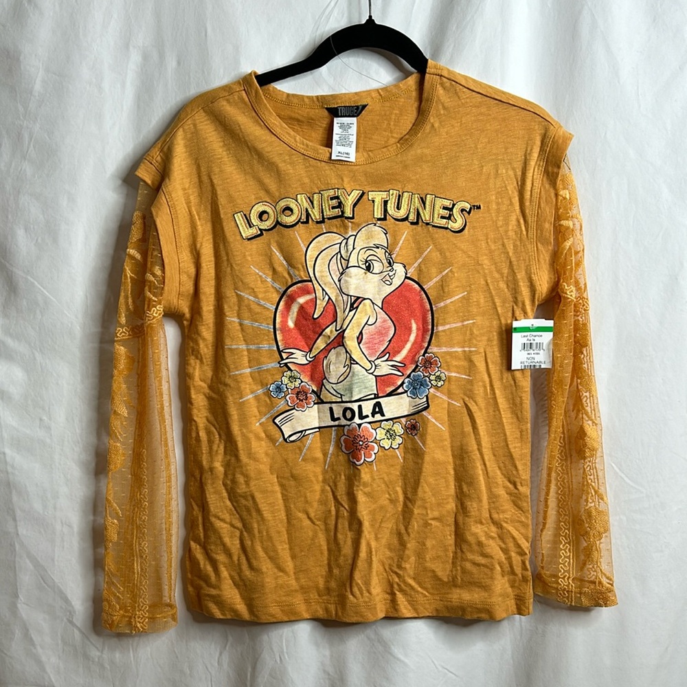 NWT Truce from Nordstrom Yellow Lola Bunny Mesh Long Sleeve Shirt Size XL(16)